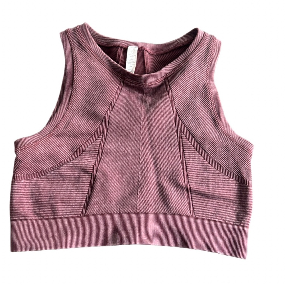 OFFLINE by Aerie Seamless Longline Sports Bra - Mauve Ribbed - Size Medium